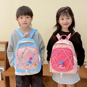 Unisex školska torba od najlona — vodootporna, s jastučnim remenima, geometrijski uzorak, pogodna za vrtić (nylon; vodootporna; unisex; jastučni remenii; geometrijski uzorak)