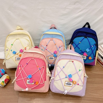 Unisex školska torba od najlona — vodootporna, s jastučnim remenima, geometrijski uzorak, pogodna za vrtić (nylon; vodootporna; unisex; jastučni remenii; geometrijski uzorak)