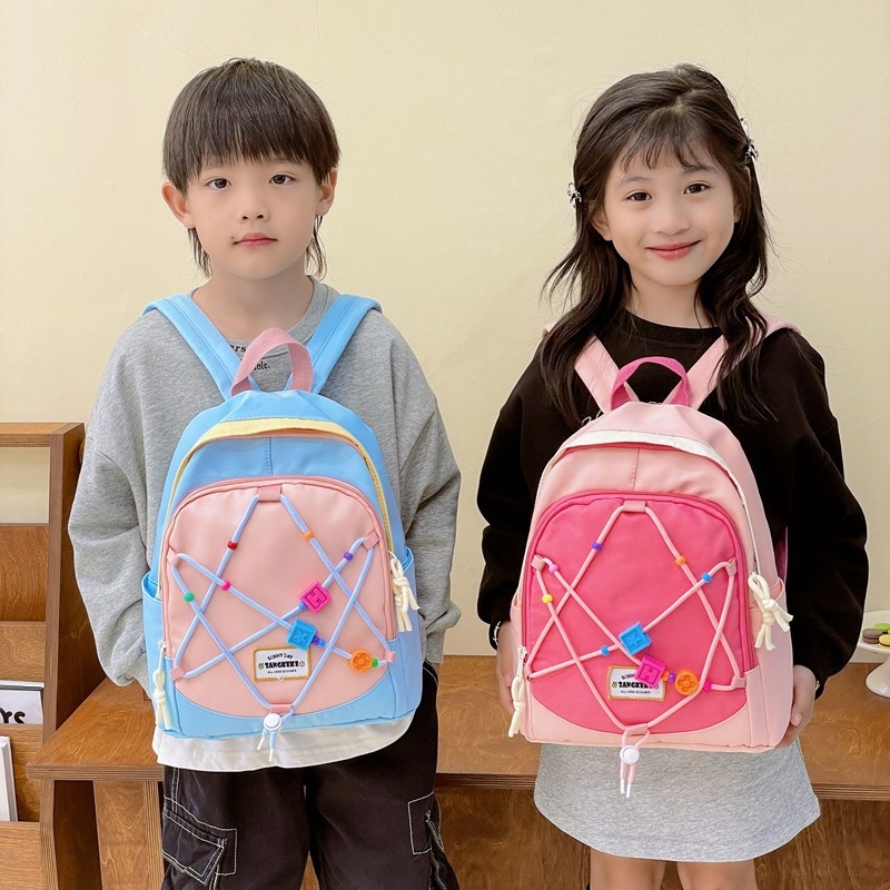 Unisex školska torba od najlona — vodootporna, s jastučnim remenima, geometrijski uzorak, pogodna za vrtić (nylon; vodootporna; unisex; jastučni remenii; geometrijski uzorak)