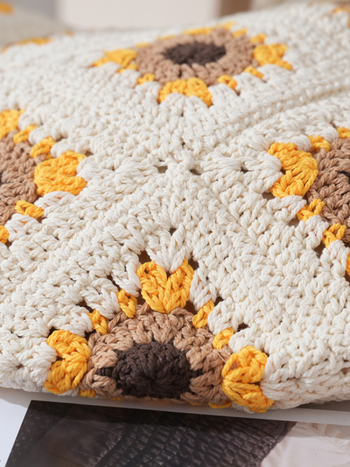 Horgolt Tote táska, városi egyszerű stílus, pamut anyag, függőleges négyzet alakú forma, mágneses zár, belső telefontartó zseb