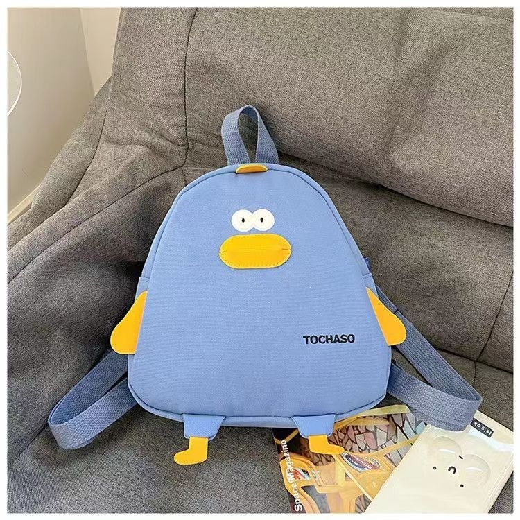 Gyerek hátizsák kacsa motívummal, unisex, Oxford anyag, poliészter bélés, görbült vállpántok, alkalmas óvodába, játékos stílus