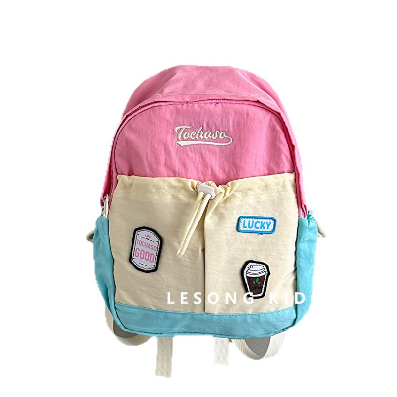 Gyerekeknek való vászon hátizsák – Nagy kapacitás, Uniszex, Légpárnás vállpántok, Betűmintázat