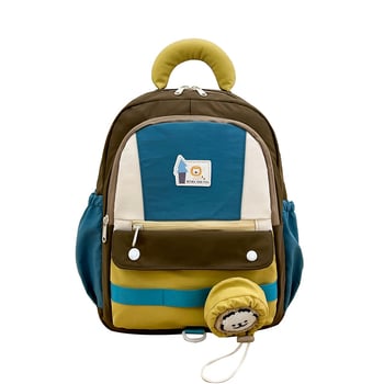 Dječji ruksak za školu s cartoon patchwork dizajnom, unisex, najlon materijal, prozračan, funkcija smanjenja opterećenja, naramenice s zračnim jastučićem, uzorak slova, XYF2242