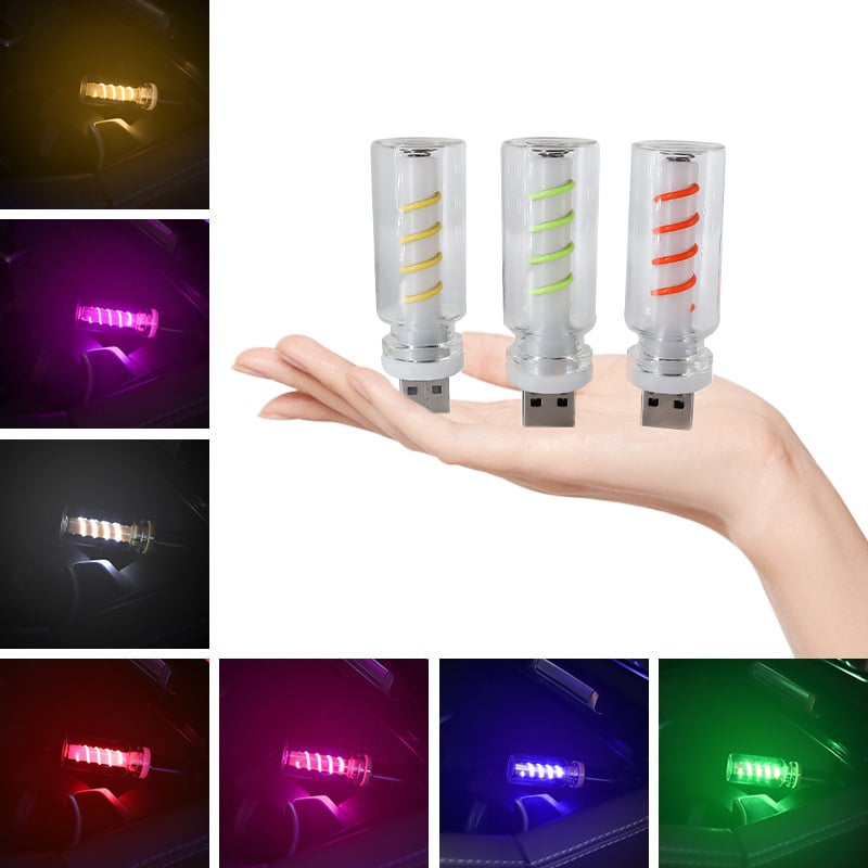 Unutarnja automobilska ambijentalna svjetlost — noćna svjetiljka od spiralne staklene boce, USB dodirna kontrola, 5V 5W, staklena vlakna, ugradbena instalacija