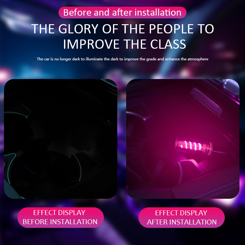 Unutarnja automobilska ambijentalna svjetlost — noćna svjetiljka od spiralne staklene boce, USB dodirna kontrola, 5V 5W, staklena vlakna, ugradbena instalacija