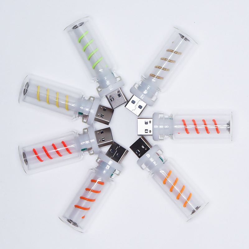 Unutarnja automobilska ambijentalna svjetlost — noćna svjetiljka od spiralne staklene boce, USB dodirna kontrola, 5V 5W, staklena vlakna, ugradbena instalacija