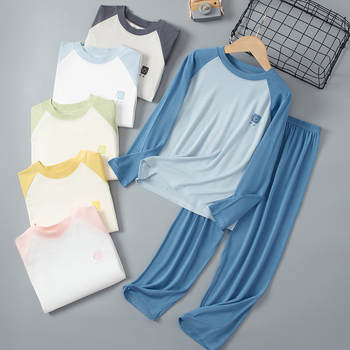 Set de pijamale pentru copii cu mâneci lungi și pantaloni lungi, viscoză respirabilă 95%, țesătură tratată moale, pentru toate sezoanele
