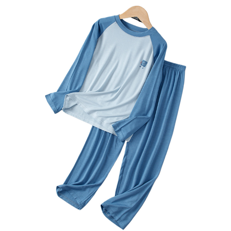 Set de pijamale pentru copii cu mâneci lungi și pantaloni lungi, viscoză respirabilă 95%, țesătură tratată moale, pentru toate sezoanele