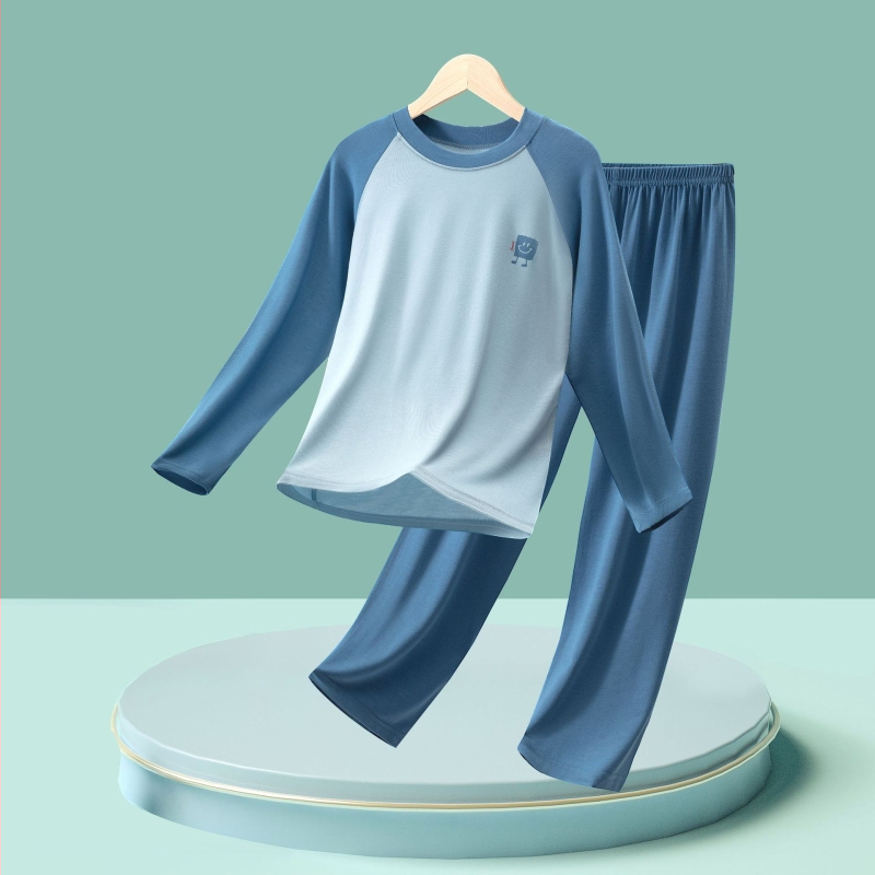 Set de pijamale pentru copii cu mâneci lungi și pantaloni lungi, viscoză respirabilă 95%, țesătură tratată moale, pentru toate sezoanele