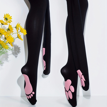 Harisnyanadrág macska tapp dizájnnal, nylon 80D, anti-szakadás és anti-akadás, közepes vastagság – nőknek