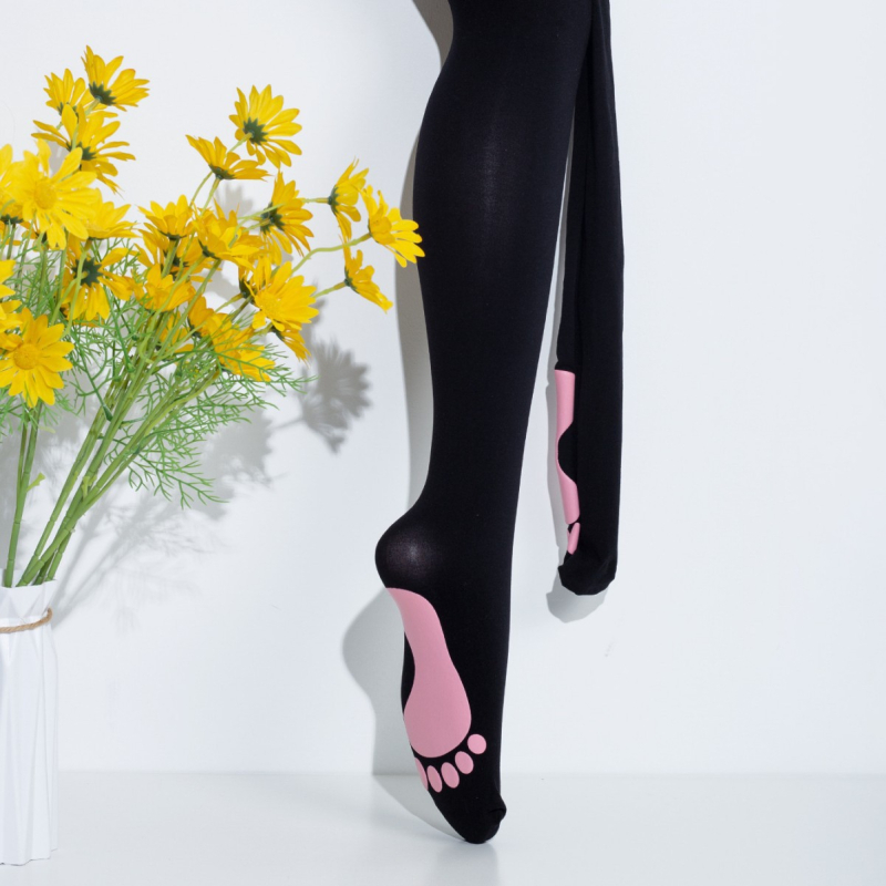 Harisnyanadrág macska tapp dizájnnal, nylon 80D, anti-szakadás és anti-akadás, közepes vastagság – nőknek