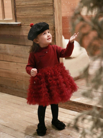 Рокля в стил принцеса с пухкава пола, 100% полиестер, за момичета 3–8 г., Зима 2025
