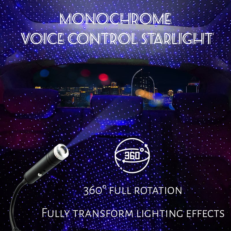 Auto interiérové LED s laserovou projekciou, XKD-11, USB napájanie, materiál: hliníková zliatina + ABS