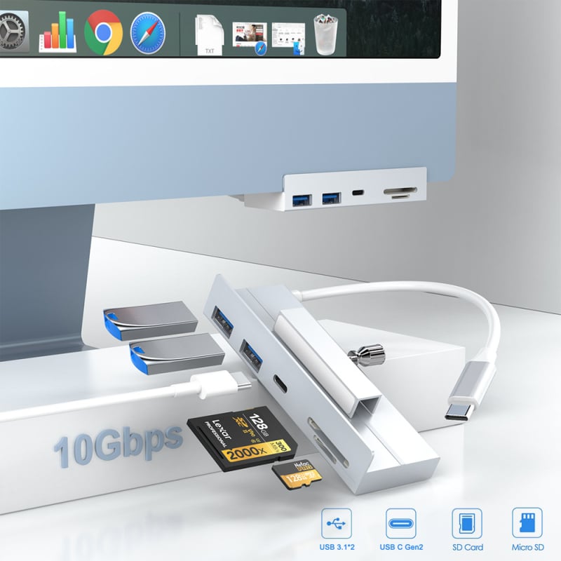 Rocketek iMac all-in-one docking stanica s Type-C 10Gbps USB 3.2 hub, aluminijska legura