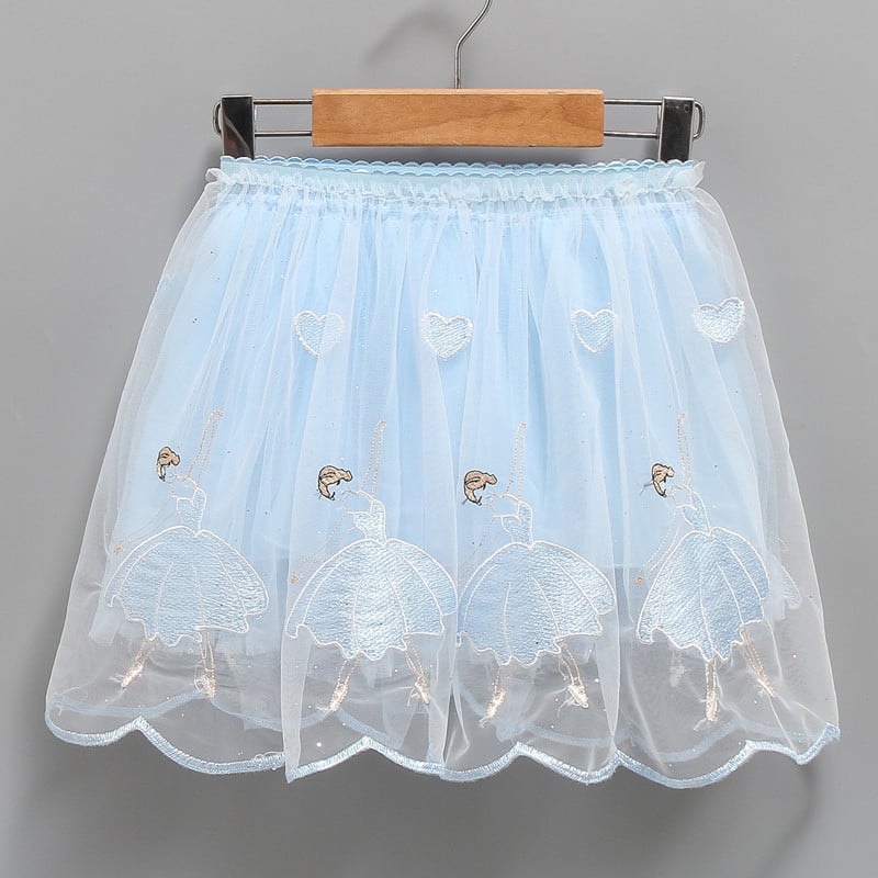 Детска пола, принцес стил с волани, мрежеста тъкан, 100% полиестер, за деца 3–8 години