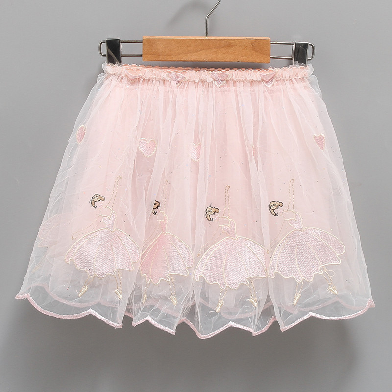 Детска пола, принцес стил с волани, мрежеста тъкан, 100% полиестер, за деца 3–8 години