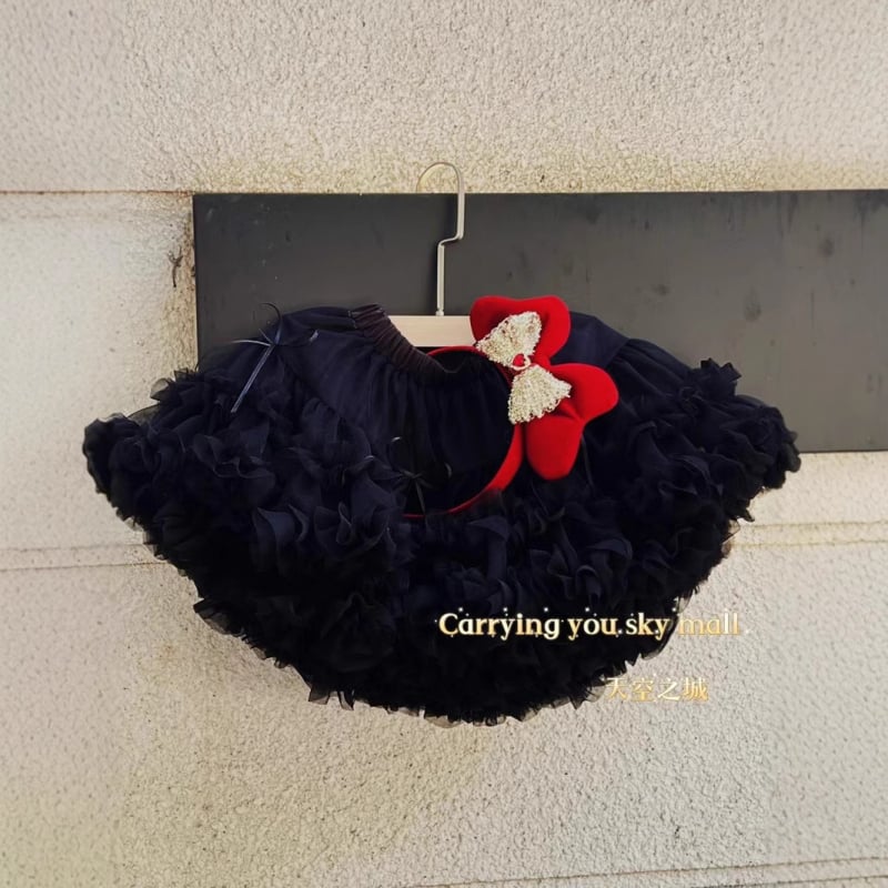 Принцеска детска пола с мрежест слой, стил торта, 100% полиестер, за деца 3–8 г., есен 2024