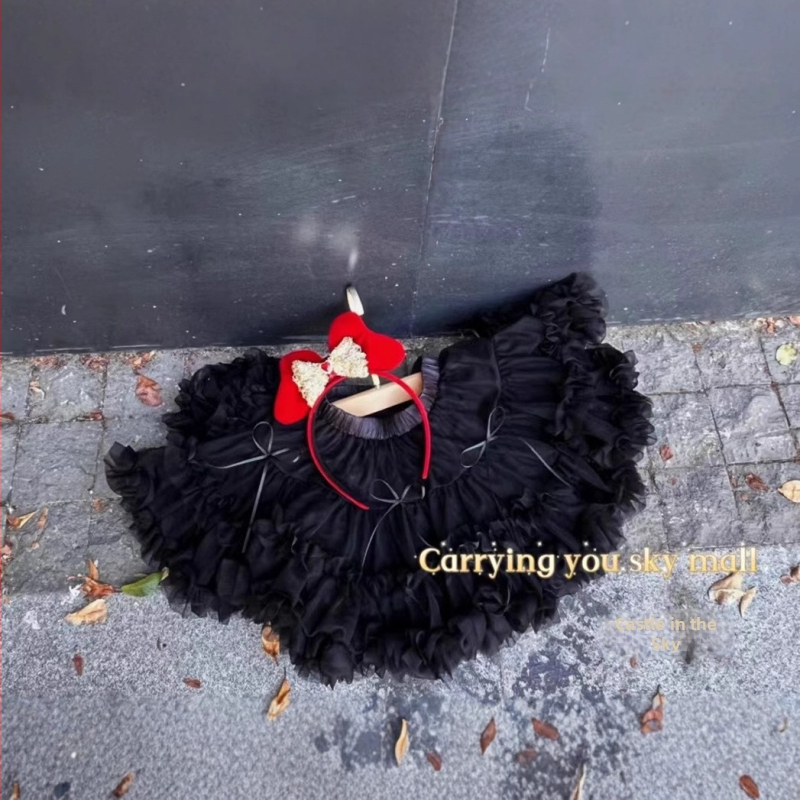 Принцеска детска пола с мрежест слой, стил торта, 100% полиестер, за деца 3–8 г., есен 2024