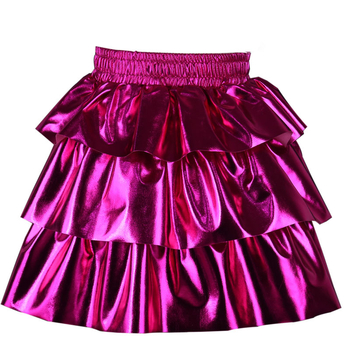 Детска пайетена пола А-линия, три слоя като торта, полиестер 95% / спандекс 5%, за деца 3–8 г.