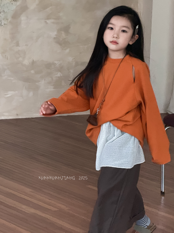 Детска пола в корейски стил с подплата, основна тъкан акрил, 100% съдържание, за деца 3–8 г., есен 2025, марка Xuanxuan sauce