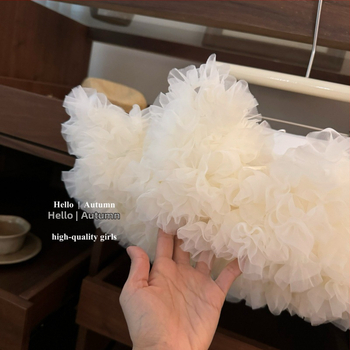 Детска принцеса рокля с тюл и пухкава пола, полупрофилна кройка, едноцветна, полиестер (>85%)