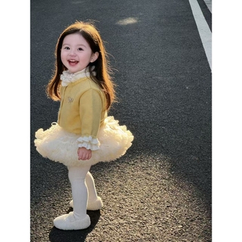 Детска принцеса рокля с тюл и пухкава пола, полупрофилна кройка, едноцветна, полиестер (>85%)