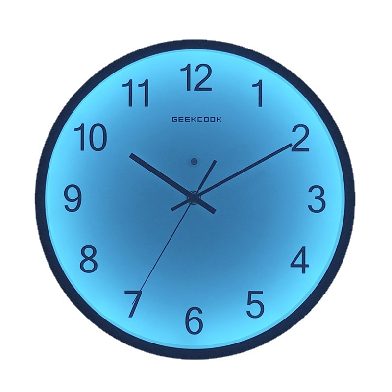 Μεταλλικό ρολόι τοίχου με φωτιζόμενο LED νυχτερινό φως, αισθητήρας φωνητικής ενεργοποίησης και κίνηση quartz