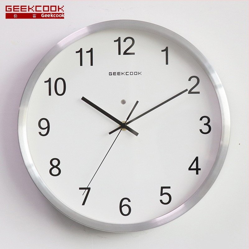 Μεταλλικό ρολόι τοίχου με φωτιζόμενο LED νυχτερινό φως, αισθητήρας φωνητικής ενεργοποίησης και κίνηση quartz