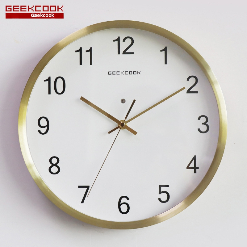 Μεταλλικό ρολόι τοίχου με φωτιζόμενο LED νυχτερινό φως, αισθητήρας φωνητικής ενεργοποίησης και κίνηση quartz