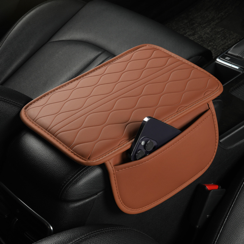 Kožni jastučić za naslon za ruke u automobilu, reljefni uzorak, jednostruki sloj, univerzalna prilagodba, dimenzije 30×20×1,6 cm