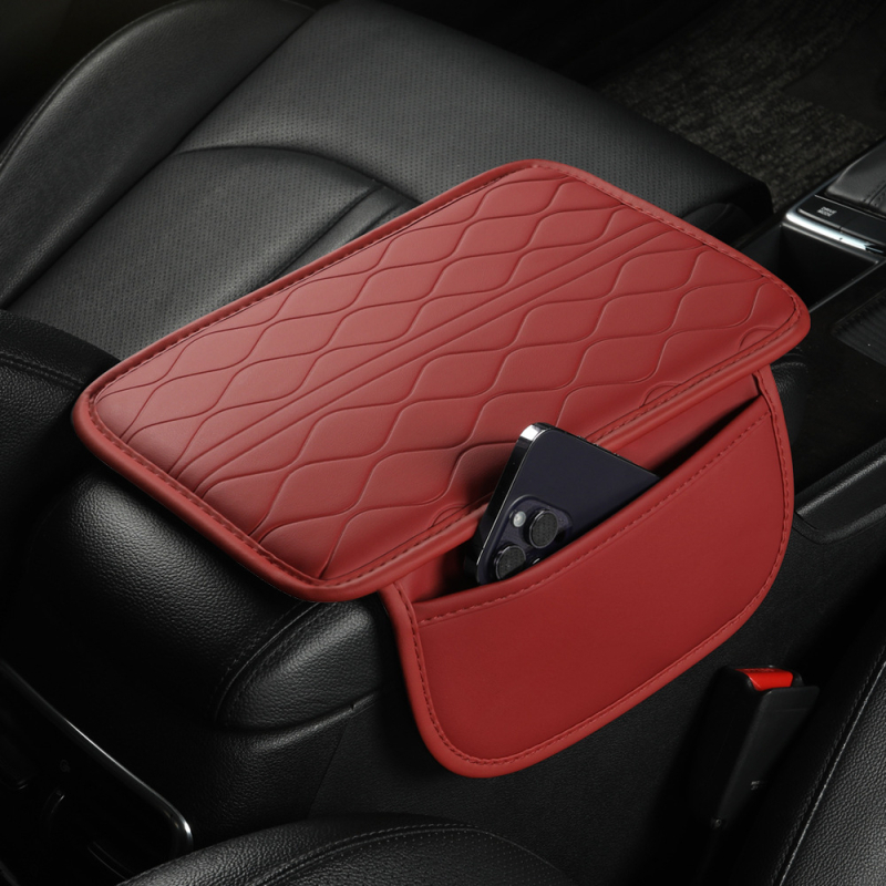 Kožni jastučić za naslon za ruke u automobilu, reljefni uzorak, jednostruki sloj, univerzalna prilagodba, dimenzije 30×20×1,6 cm