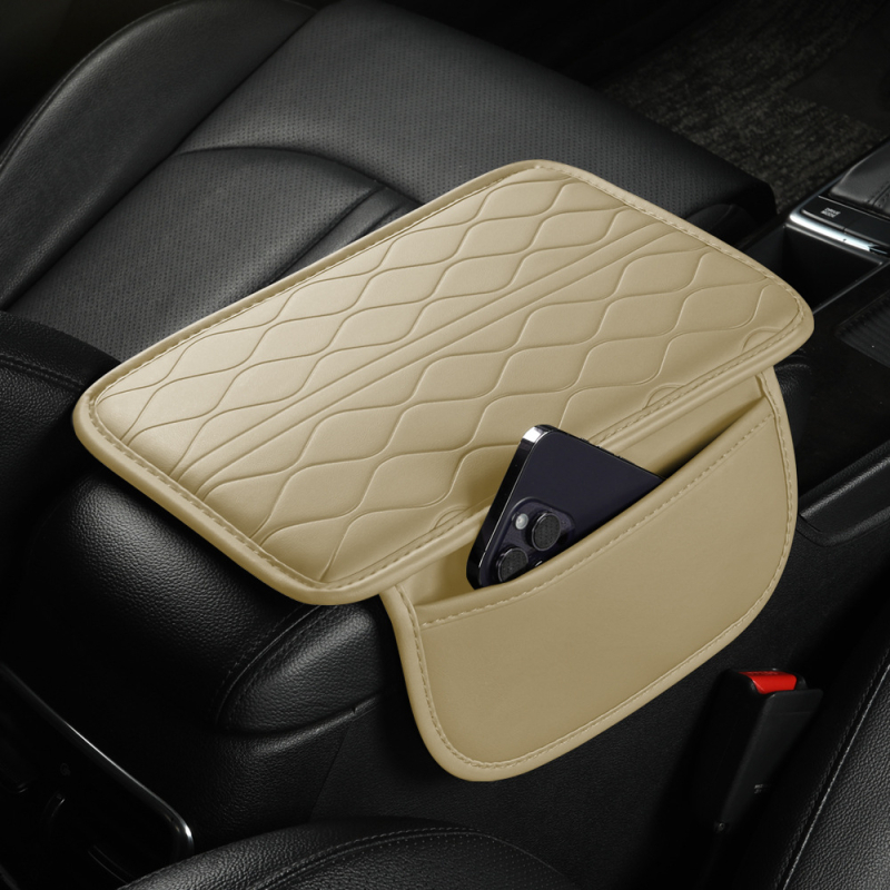 Kožni jastučić za naslon za ruke u automobilu, reljefni uzorak, jednostruki sloj, univerzalna prilagodba, dimenzije 30×20×1,6 cm