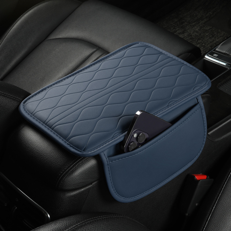 Kožni jastučić za naslon za ruke u automobilu, reljefni uzorak, jednostruki sloj, univerzalna prilagodba, dimenzije 30×20×1,6 cm
