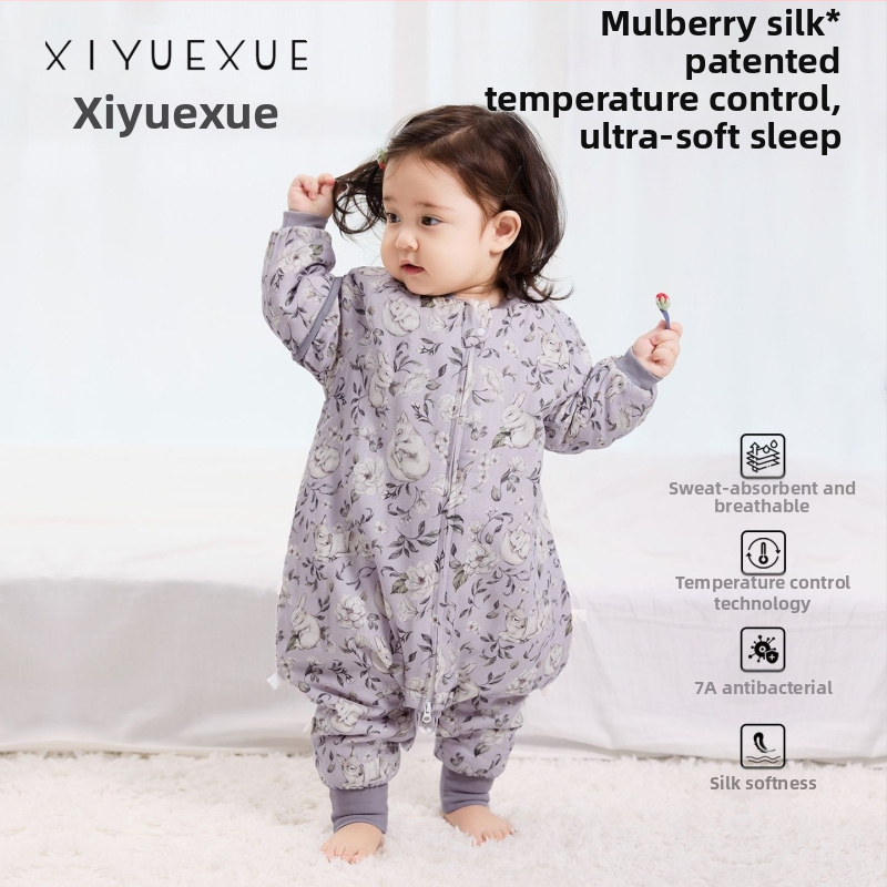 Υπνόσακος βρέφους για όλες τις εποχές, εξωτερικό ύφασμα από μπαμπού, γέμισμα από μετάξι μουριάς, κουβέρτα κατά κλωτσήματος