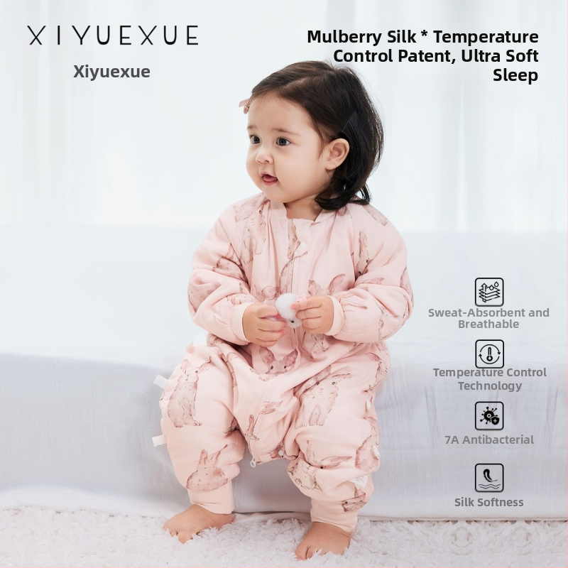 Υπνόσακος βρέφους για όλες τις εποχές, εξωτερικό ύφασμα από μπαμπού, γέμισμα από μετάξι μουριάς, κουβέρτα κατά κλωτσήματος