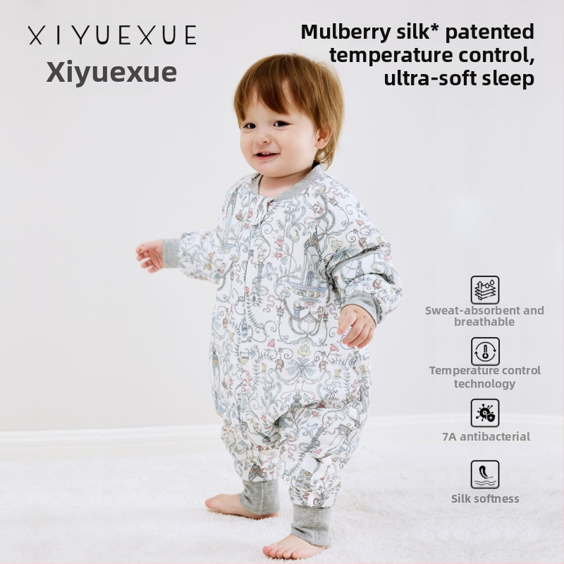 Υπνόσακος βρέφους για όλες τις εποχές, εξωτερικό ύφασμα από μπαμπού, γέμισμα από μετάξι μουριάς, κουβέρτα κατά κλωτσήματος