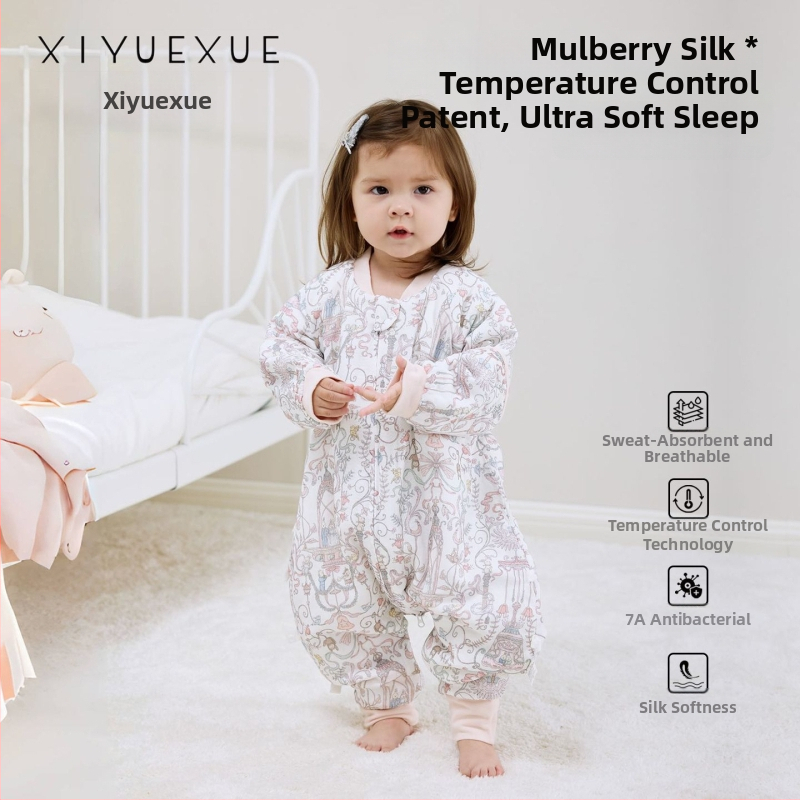 Υπνόσακος βρέφους για όλες τις εποχές, εξωτερικό ύφασμα από μπαμπού, γέμισμα από μετάξι μουριάς, κουβέρτα κατά κλωτσήματος