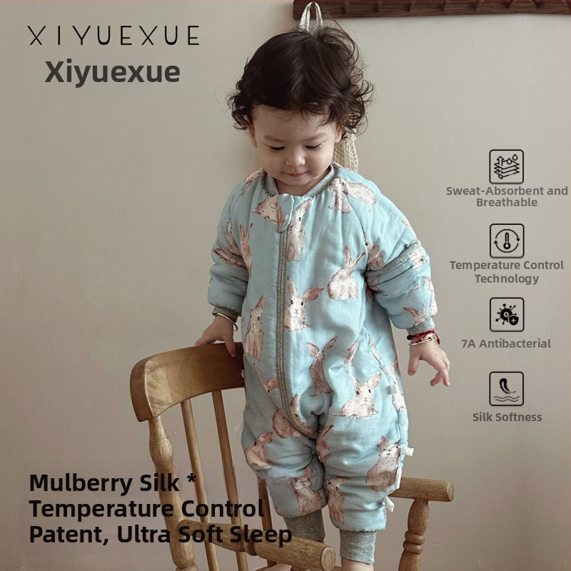 Υπνόσακος βρέφους για όλες τις εποχές, εξωτερικό ύφασμα από μπαμπού, γέμισμα από μετάξι μουριάς, κουβέρτα κατά κλωτσήματος