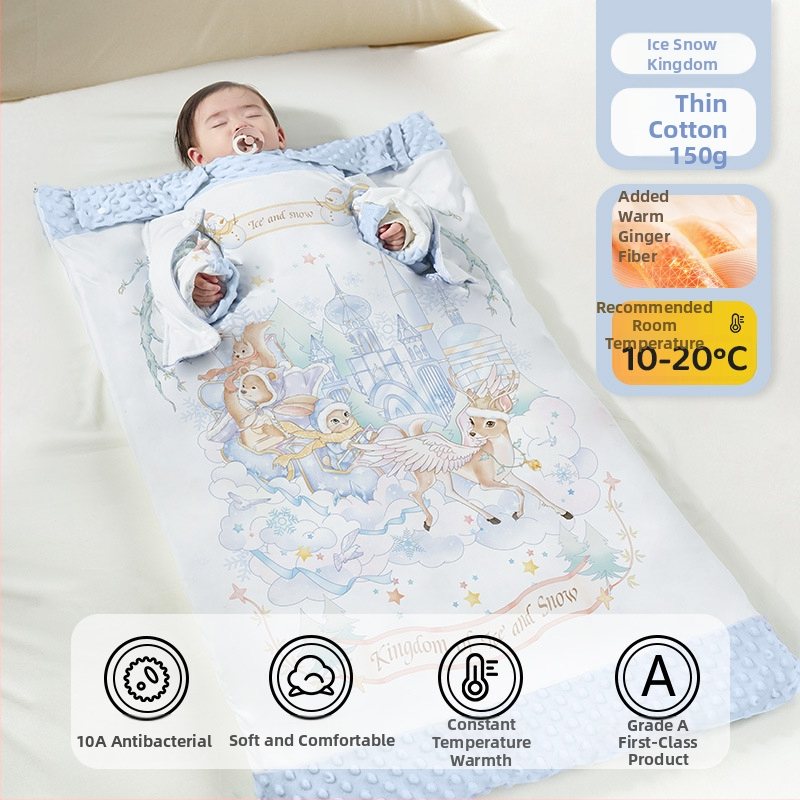 Παιδικός υπνόσακος με προστασία της κοιλιάς, στυλ καρτούν, ύφασμα πολυεστερικό κουβέρτα, βάρος 0.55–1.0 kg, γέμισμα: 230 g fleece + 200 g πλεκτό βαμβάκι, προσαρμόσιμο