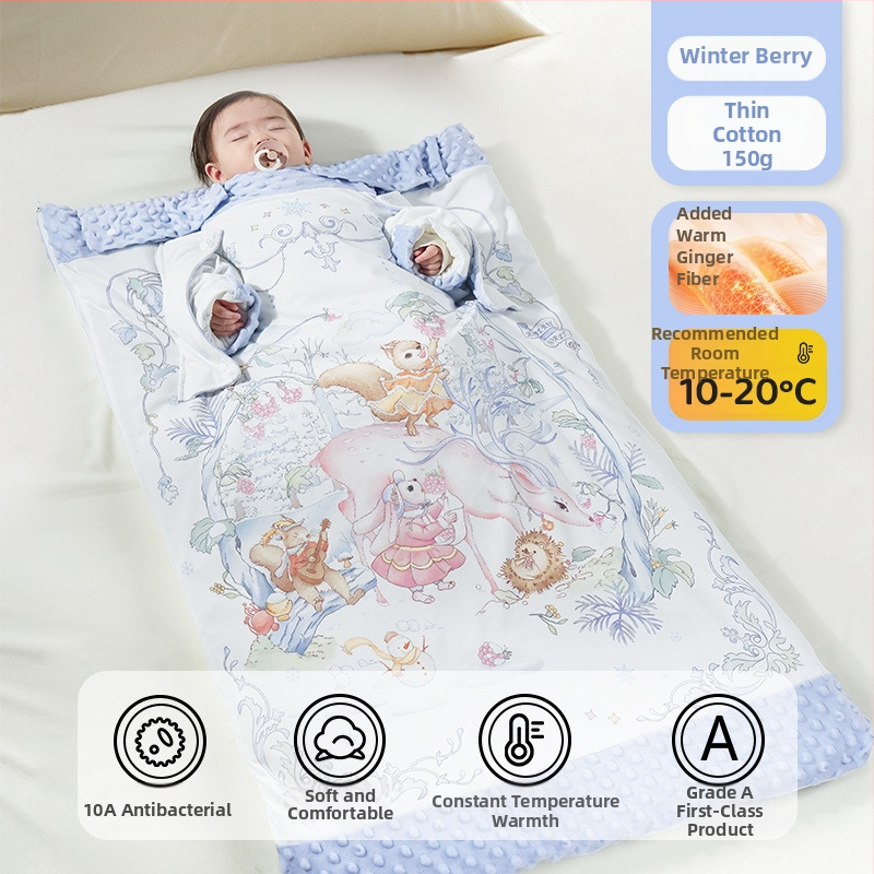 Παιδικός υπνόσακος με προστασία της κοιλιάς, στυλ καρτούν, ύφασμα πολυεστερικό κουβέρτα, βάρος 0.55–1.0 kg, γέμισμα: 230 g fleece + 200 g πλεκτό βαμβάκι, προσαρμόσιμο