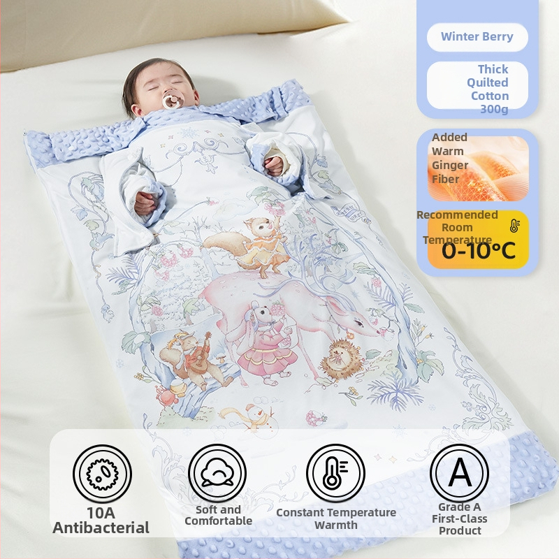 Παιδικός υπνόσακος με προστασία της κοιλιάς, στυλ καρτούν, ύφασμα πολυεστερικό κουβέρτα, βάρος 0.55–1.0 kg, γέμισμα: 230 g fleece + 200 g πλεκτό βαμβάκι, προσαρμόσιμο