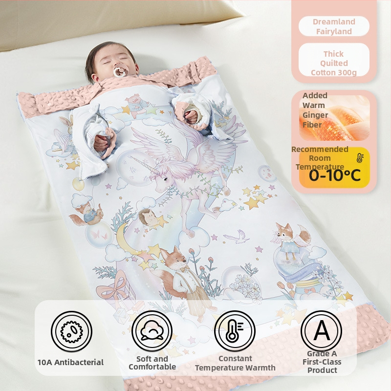 Παιδικός υπνόσακος με προστασία της κοιλιάς, στυλ καρτούν, ύφασμα πολυεστερικό κουβέρτα, βάρος 0.55–1.0 kg, γέμισμα: 230 g fleece + 200 g πλεκτό βαμβάκι, προσαρμόσιμο