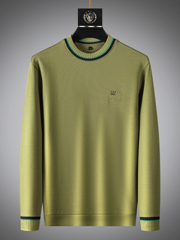 Muška slim-fit dugi rukavi majica s okruglim izrezom, tkanina od pamuk-mješavine, jacquard geometrijski uzorak, prozračna i odvodi vlagu