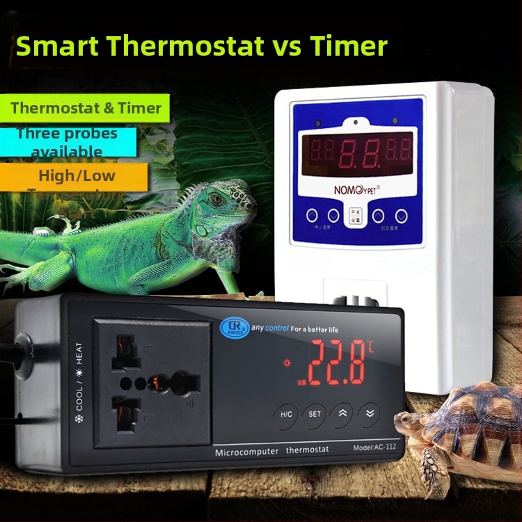 Ξύλινο terrarium για ερπετά με κεραμική λάμπα и ηλεκτρονικό θερμοστάτη για έλεγχο θερμοκρασίας