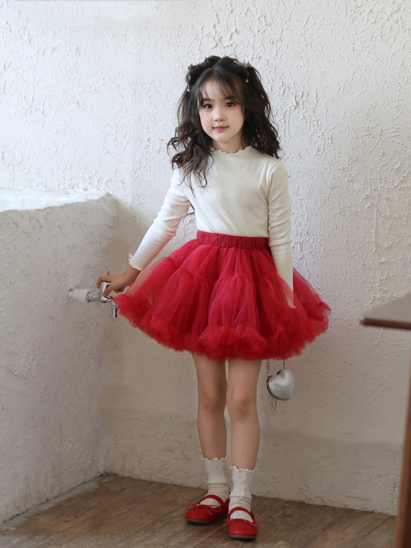 Принцесова мрежеста пухкава пола за момичета (марля тъкан, полиестер 50%, подплата памук, възраст 3–8 г)