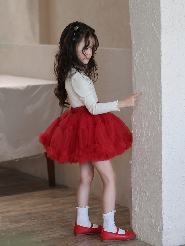 Принцесова мрежеста пухкава пола за момичета (марля тъкан, полиестер 50%, подплата памук, възраст 3–8 г)