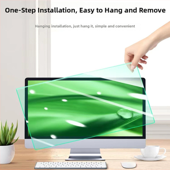 Protecție pentru ochi cu panou de separare suspendat, anti-lumină albastră, fără adeziv, pentru ecran de 24 inch Mac/desktop