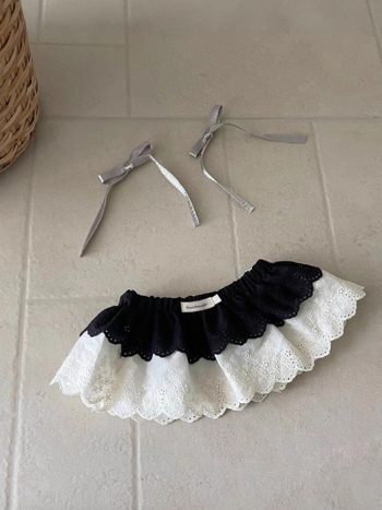 Dječja pamukova mini suknja s vezenjem i čipkom, korejski stil, naborana tekstura, za uzrast 1–3 godine