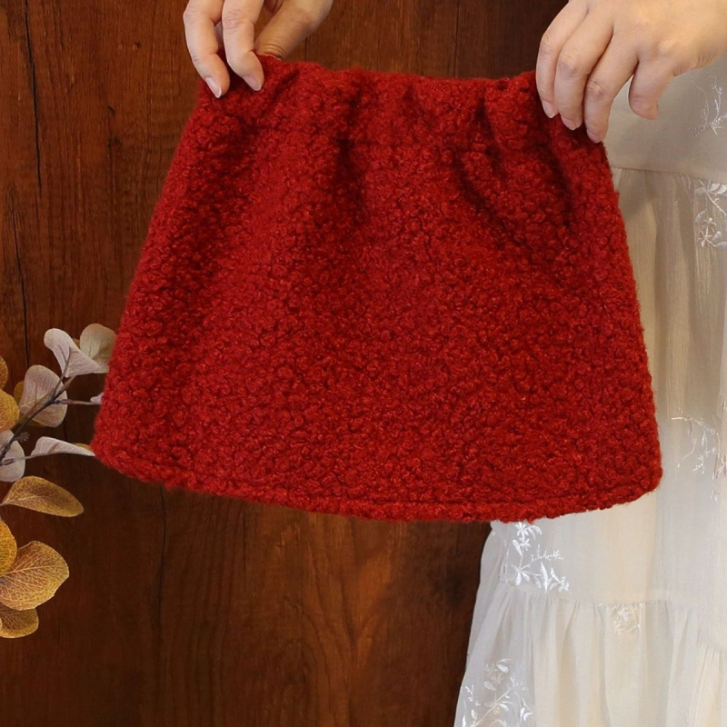 Fustă pentru fetițe în croială A, stil coreean, poliester periat, 50–70% poliester, pentru copii 3–8 ani, Iarna 2025