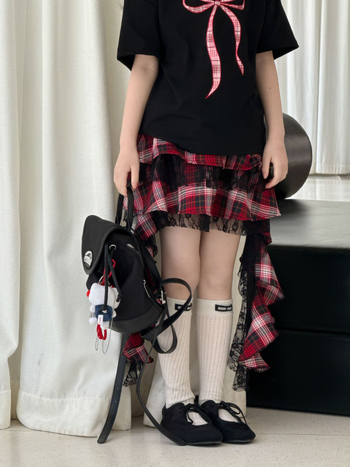 Fustă pentru fete, plisată cu dantelă, model pătrățos, bumbac 80%, pentru copii 3–8 ani, vară 2025